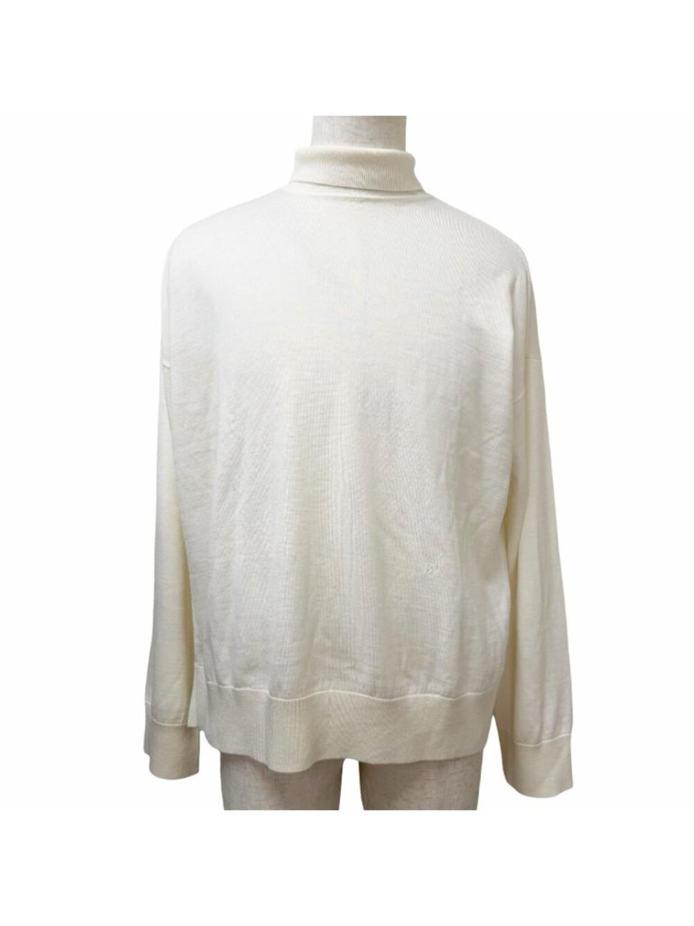 Bottega Veneta Wool Logo Embroidery Turtleneck Knit Sweater Ivory